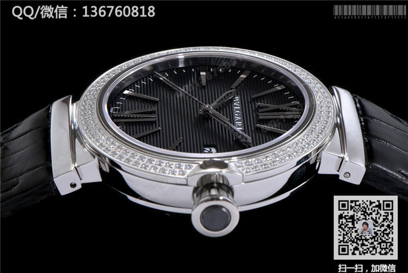 宝格丽LVCEA系列102411 LU40C6SLD 精钢镶钻表壳 男士自动机械腕表
