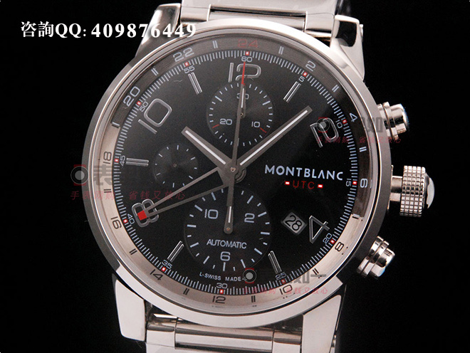 高仿万宝龙手表-Montblanc时光行者系列7750多功能机械计时码表 黑盘钢带107336