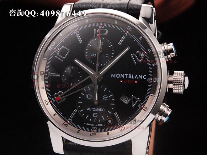 高仿万宝龙手表-Montblanc 时光行者系列7750多功能机械计时码表 黑盘黑色皮带107336