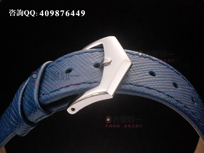 百达翡丽Patek Philipp 古典表系列自动机械男士手表 白色表盘 蓝色牛皮表带