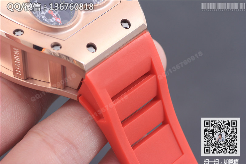 高仿理查德·米勒手表-RICHARD MILLE 男士系列RM 053腕表 玫瑰金表壳 金色字面 红色橡胶表带