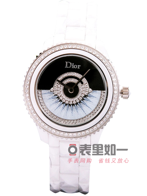 迪奥Dior 陶瓷表壳石英女士腕表 转运摆扇 黑色 38*13mm