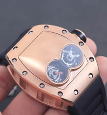 高仿理查德·米勒手表-RICHARD MILLE 男士系列RM 053腕表 玫瑰金表壳 金色字面 黑色橡胶表带